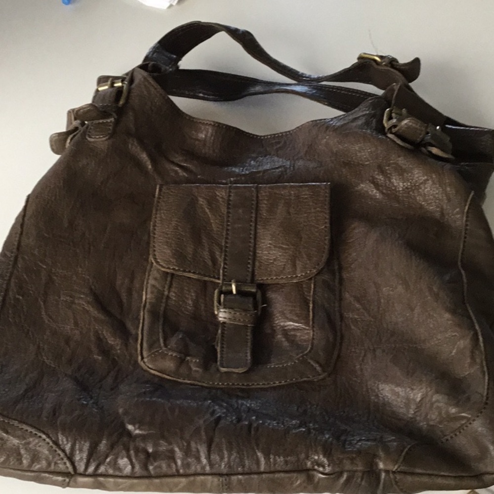 Brown Leather Shoulder Bag Linea Pelle